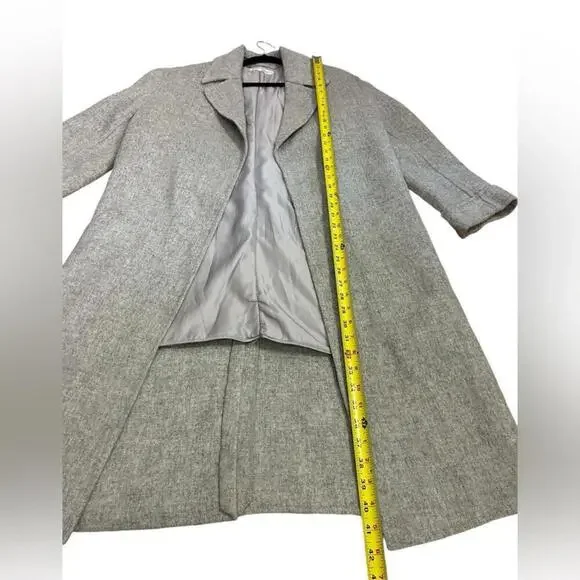 Blossom H Company l Light Gray Open Front Long Wool Coat Large - Picture 3 of 9